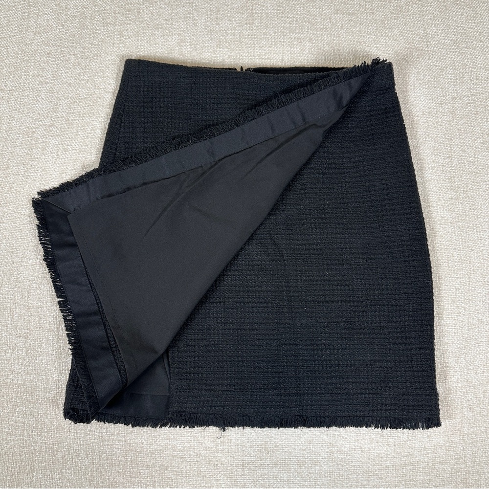 Ann Taylor Womens Wrap Skirt Black Tie Waist Career Office Knee Length - Picture 4 of 7